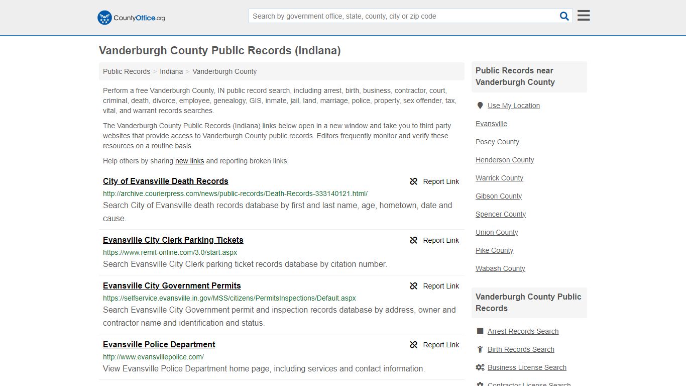 Public Records - Vanderburgh County, IN (Business, Criminal, GIS ...