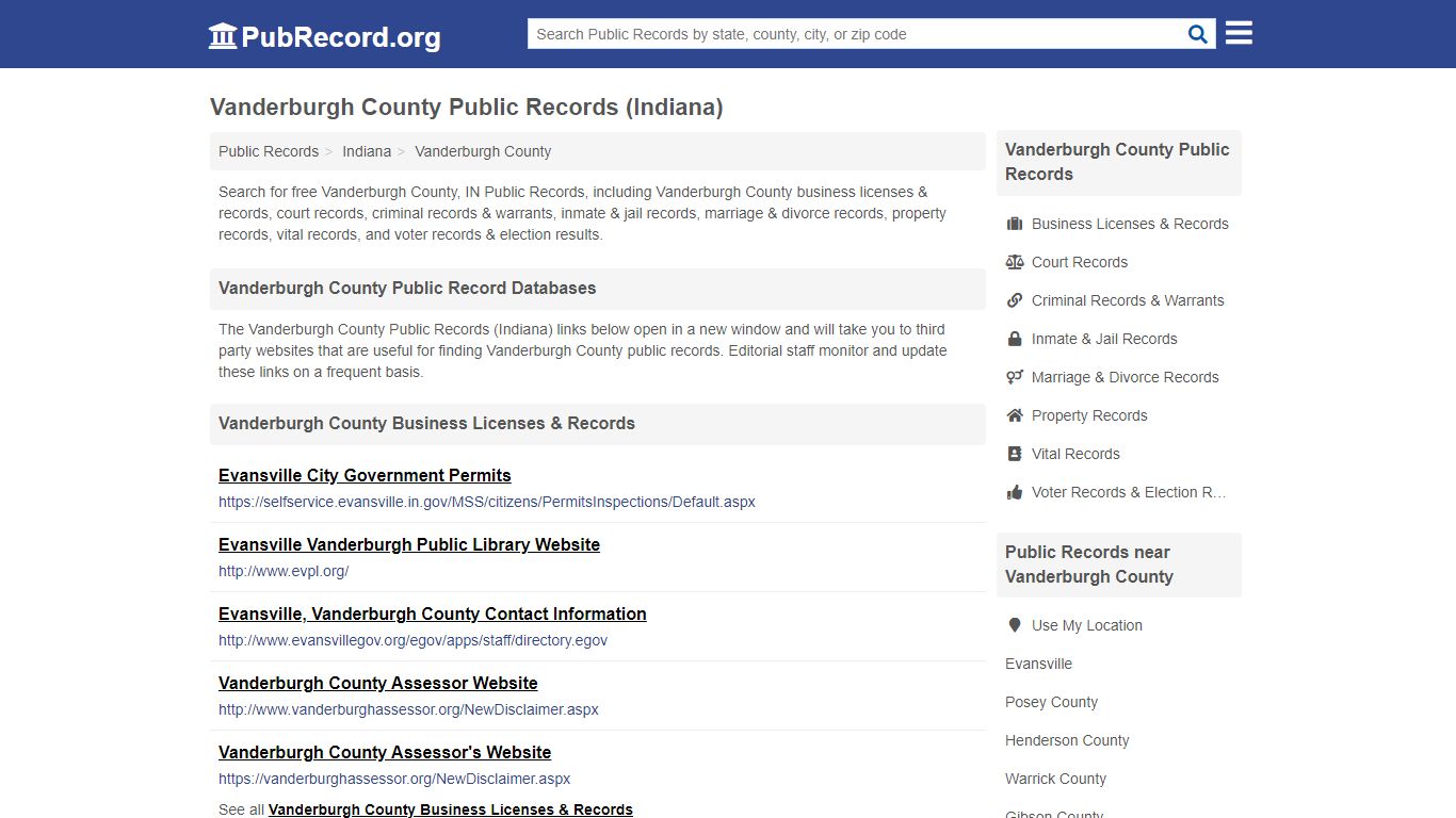 Vanderburgh County Public Records (Indiana) - PubRecord.org